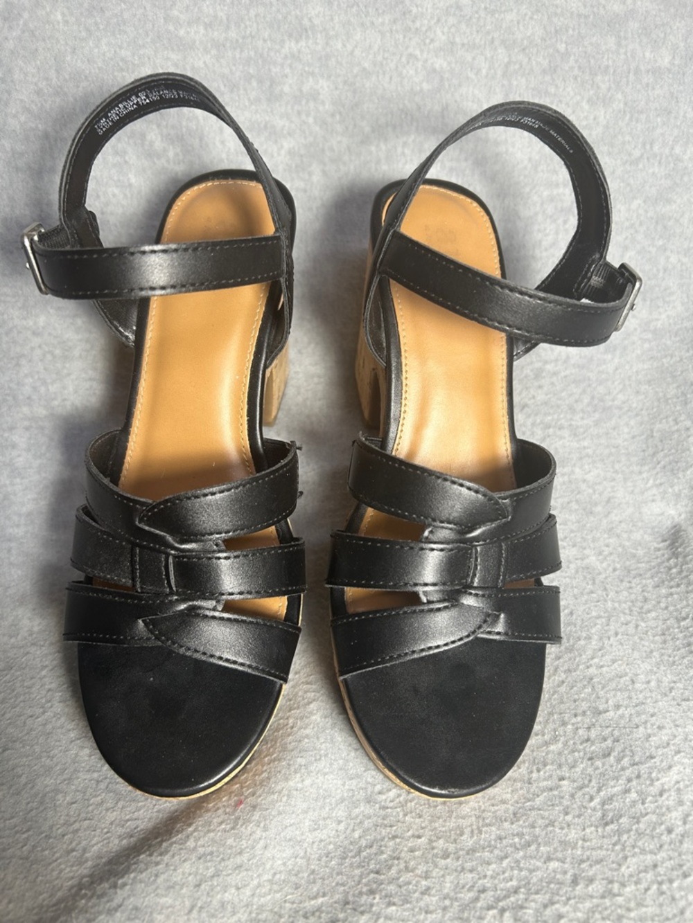 A.N.A. “BILLIE” Runway Style Cork-Look Platform Sandals With Buckle